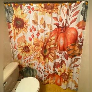 Harvest Pumpkin and Sunflower Shower Curtain